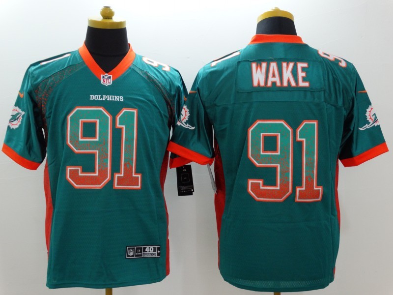 Men's Miami Dolphins Cameron Wake #91 Green Jersey